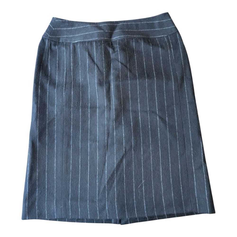 Maxmara Made In Italy Navy Luxurious Angora Wool Pinstripe Skirt Size 4 Usa
